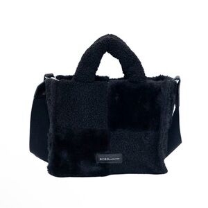 BCBGeneration Sherpa Faux Fur Mixed Media Boxed Satchel